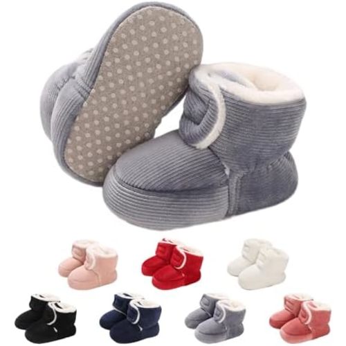 Baby Boys Girls Winter Boots Infant Warm Fleece Cute Slippers Socks Cozy Soft Anti Slip for Newborn Todder First Walking Booties Shoes