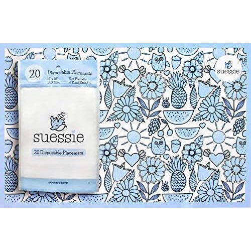 Suessie Disposable Placemats for Baby, Happy Owls (60 Count)