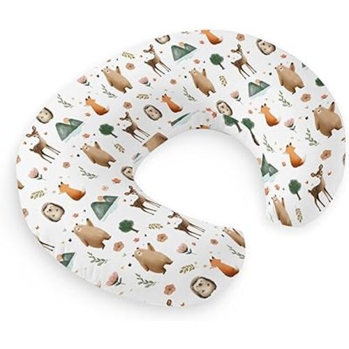 HawSkgFub Boho Animal Nursing Pillow Cover for Baby Boys Girls, Forest Bear Deer Fox Owl Breastfeeding Pillow Slipcover, Nursing Pillowcase for Newborn Infant, Cover Only