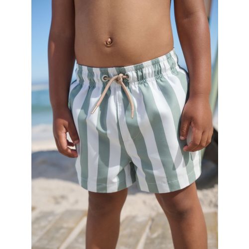 Green and White Stripe Printed Swim Shorts 3mths