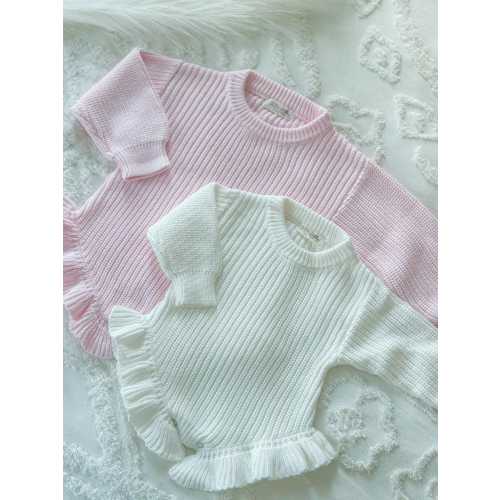 BLANKS Ruffle Knit Baby Onesie