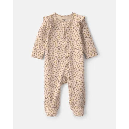 Baby Girl Floral 100% Cotton 2-Way Zip Sleep & Play Pajamas - Cream | Carter's