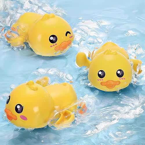 Baby Bath Toys, Wind up Swimming Duck Toys for Toddlers, Floating Water Bathtub Shower Toys, Bathroom Pool Play Sets Fun Bathtime Gift for Kids Infants Boys Girls (3 Pack)