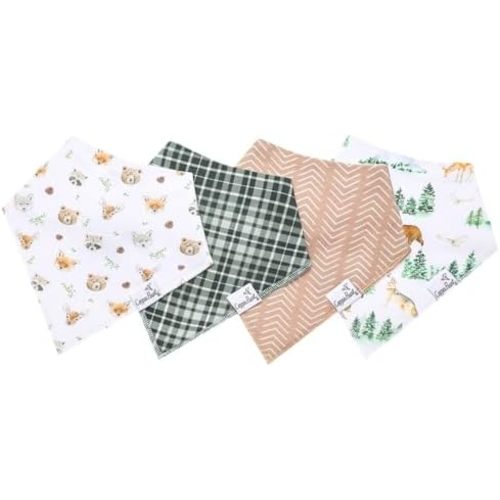 Copper Pearl Baby Bibs 4 Pack, Printed Bandana Drool Bibs for Baby Girl & Boy, Soft Cotton Drooling Teething Bibs