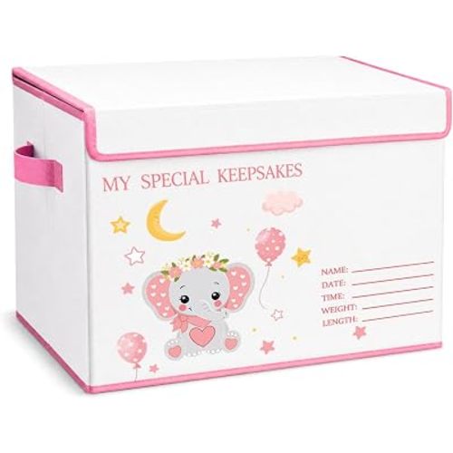 Baby Memory Keepsake Box 16x12x12 Inch Elephant Dinosaur Pattern