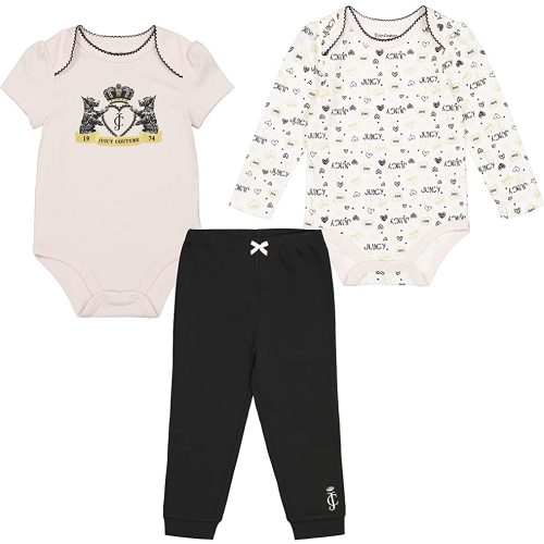 Juicy Couture baby-girls 3 Pieces Bodysuit Pants Set