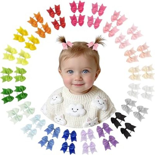 CÉLLOT 42PCS Small Hair Ties with Bows Forked Tail Style Ribbon Bow Ties