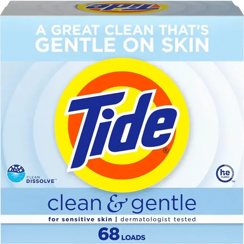 Tide Clean and Gentle Powder Laundry Detergent, Unscented, 68 Loads, 77 oz