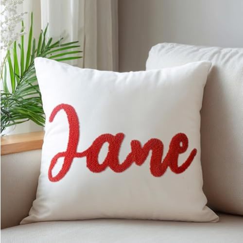 Personalized Embroidered Name Pillow，Custom Monogram Throw Accent Handmade Pillows Cover，Customizable Decorative Couch Bed Room Pillow Case Gifts for Kids Boy Girls 18x18