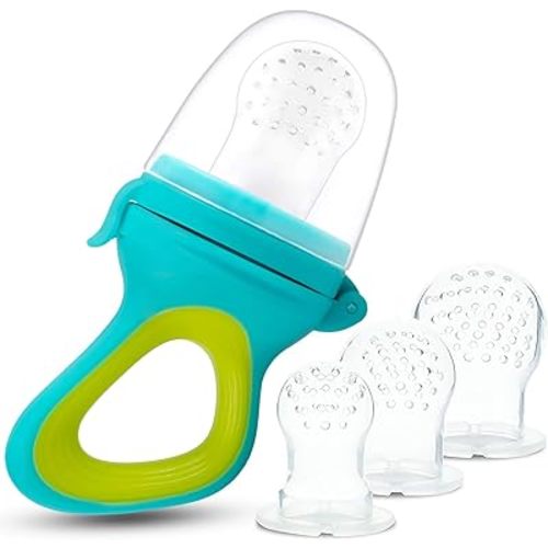 Baby Fresh Food Feeder Fruit Pacifier- Tinabless Infant Fruit Teething Toy Teether, Bonus Includes 3 Different Sized Silicone Pouches for Toddlers & Kids