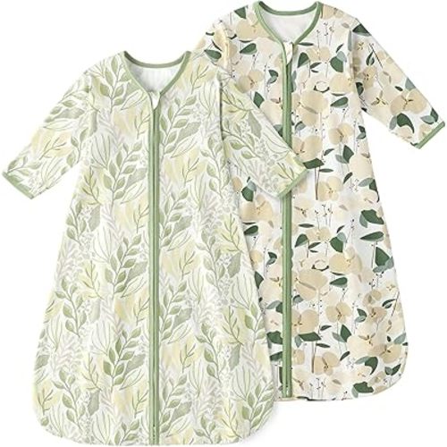 Yoofoss Baby Sleep Sack 6-12 Months Long Sleeve Wearable Blanket Baby 100% Cotton 2-Way Zipper 0.5 Tog Infants Sleeping Sack, Lightweight(Medium)