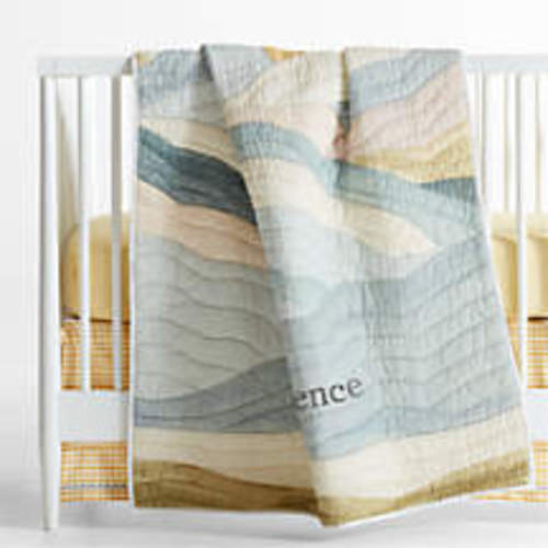 Cloud Embroidered 100% Organic Cotton Baby Crib Quilt