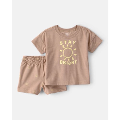 Baby Boy 2-Piece 'Stay Bright' Top & Short Set - Brown | Carter's