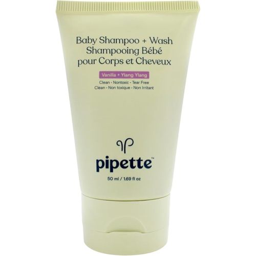 Pipette Baby Shampo Plus Wash - Vanilla Plus Ylang Ylang for Kids - 1.69 oz Shampoo