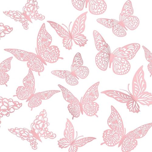 3D Pink Butterfly Wall Decor 3 Sizes 4 Styles Butterfly Party Decorations