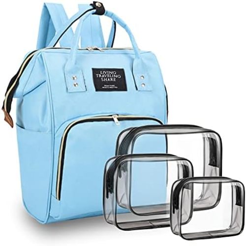 Diaper Bag with Organizing Pouches, Nappy Bags Handbag Multifunction Diaper Bag for Baby Care Travel Backpack Large Capacity Lightblue