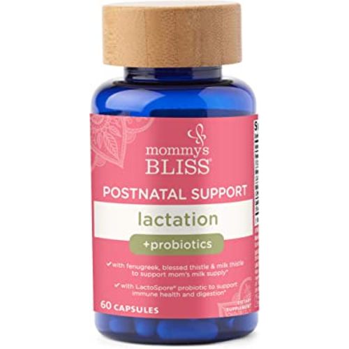 Mommy's Bliss Postnatal Lactation Support Supplement with Probiotics: Support Breastfeeding Milk Supply with Fenugreek, Blessed & Milk Thistle, Postpartum Immune Health While Nursing (60 Servings)