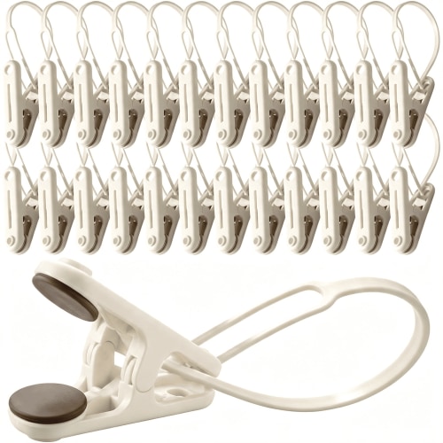 ACDANC Premium Baby Clothes and Pants Clips 48Pcs with Silicone Pads,Modern Non-Slip Hanger Clips for Nursery Organization,Space-Saving Slim Design,Beige and White Mix(Premium)