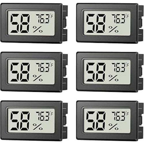 6 Pack Mini Hygrometer Indoor Humidity Meter, Small Digital Thermometer Humidity Gauge Meter, Indoor Thermometer Hygrometer Monitor Fahrenheit (℉) for Thermostat Reptile Tank, Mason Jars