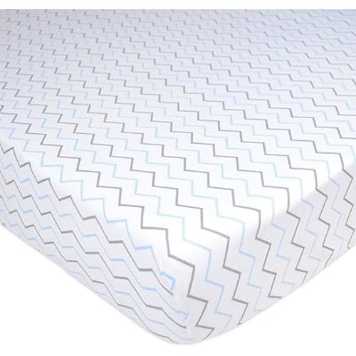 American Baby Company Cotton Fitted Pack and Play Sheet 39x27, Blue Wave