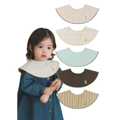 Konny Baby Bib 3/5/7-Pack Set, 360 ​​° Rotate, Soft and Absorbent Drooling for Toddler Boys Girls Baby Essentials