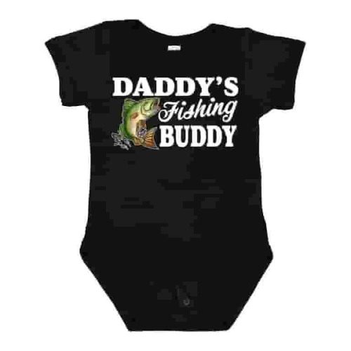 Inktastic Daddy's Fishing Buddy with White Text Boys Baby Bodysuit