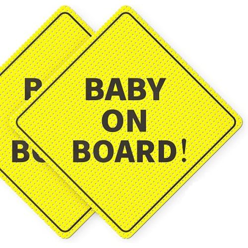 ASSURED SIGNS Baby On Board Sign Stickers for Car, 2 Pack, 5" by 5"
