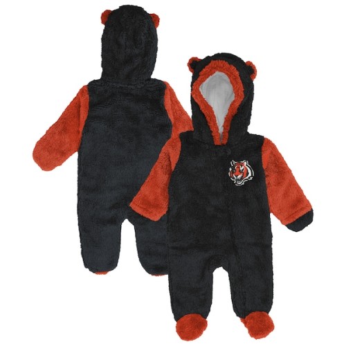 Newborn Cincinnati Bengals  Outerstuff Black Teddy Fleece Bunting Full-Zip Sleeper