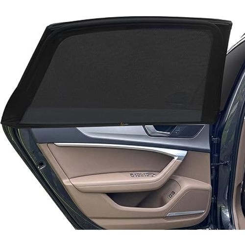 EcoNour Window Shades for Side Windows (Pack of 2) | Sun Shade for Car Heat and UV Protection | Adjustable Elastic Fabric Baby Car Shade | Rear Side Window Sun Shade Accessories (Large 21"x36")