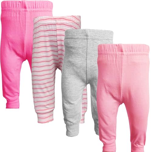 123 Bear Infant and Toddler Soft Cotton Spandex Boys and Girls Pants Multipacks