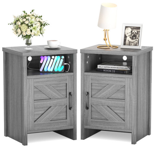 Gracie Oaks Nightstand Set of 2 Farmhouse Nightstand with Storage Shelves Bedside Tables End Table for Bedroom Modern Wood Side Table Living Room,White & Reviews | Wayfair