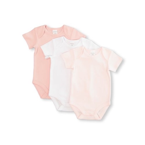 Medium Pink Baby Short Sleeve Interlock Bodysuit 3 Pack | Best&Less™ Online