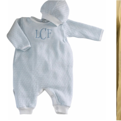 Paty Baby Boys Blue Pajama Sleeper Personalized Coming Home Outfit - Hiccups Children's Boutique