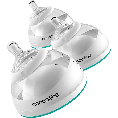 Nanobebe Breastmilk Baby Bottle (Award Winning Innovation for Breastfed Babies), Breastfeeding Newborn Breast Like, Anti Colic, Perfect Latch, Preserves Breast Milk nutrients, 3-Pack, Teal
