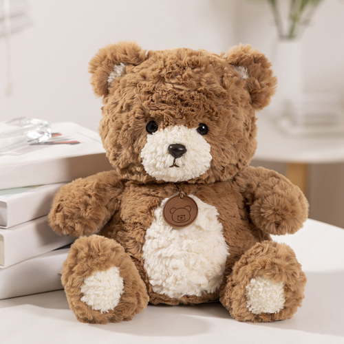 Brown 13.8 Inch Brown Teddy Bear Plush Toy Classic Cute Short Plush Stuffed Animal With Wooden Board For Kids