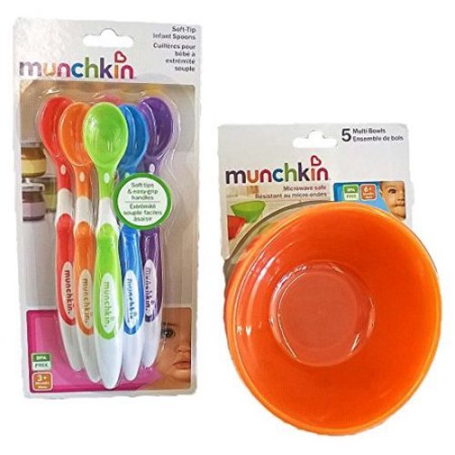 Munchkin 5 Pack Bowl and 6 Pack Spoon Set for baby/toddler