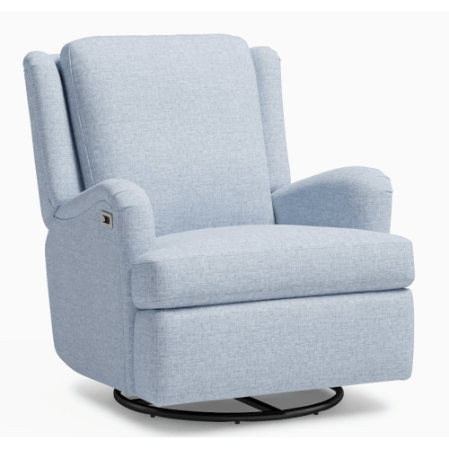 Chris Loves Julia Roll-Arm Swivel Glider Recliner COLOR CHAMBRAY