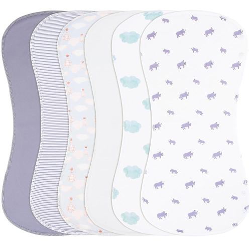 Baby Burp Cloths Large Size 3-Layers Thicken 100% Cotton Super Absorbent and Soft Baby Spit Up Burping Rags Baby Burp Cloth Set for Girls 6 Pack