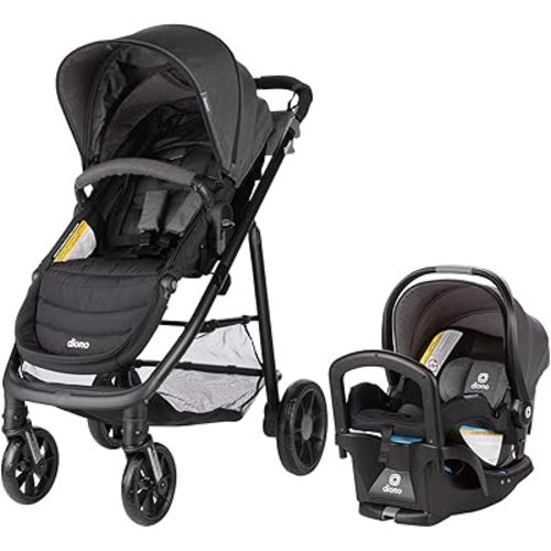 Diono Quantum 4 3-in-1 Travel System with LiteClik 30 R SafePlus Infant Car Seat and Base, Rear-Facing for Infants 4-30lbs, Includes Infant Car Seat Folding Stroller and Toddler Seat (Gray Slate)