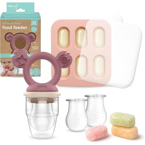 Cherub Baby Silicone Fresh Food Feeder Combo for Safe Infant Self-Feeding