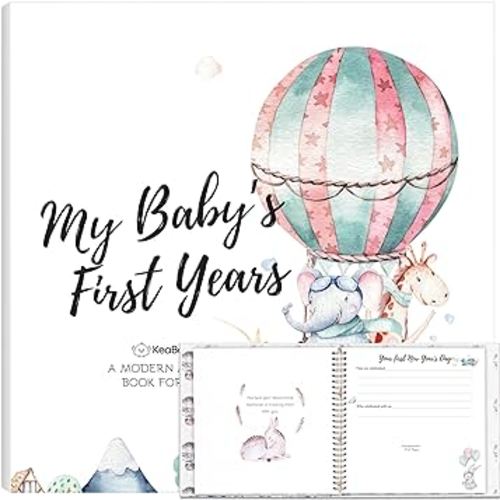 First 5 Years Baby Memory Book Journal - 90 Pages Hardcover First Year Keepsake Milestone Baby Book for Boys, Girls - Baby Scrapbook - Baby Album and Memory Book (Adventureland)