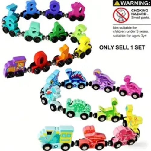 Wooden Dinosaur Train Toy, 1 Box Number Train Montessori Toy, Block Assembly Toy for Birthday Gift, Kids Toys, Fidget Toys - TikTok Shop