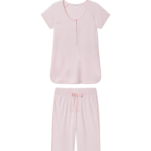 LAKE | Women | Pima Cotton Pajamas | English Rose Stripe Maternity Short Long Set