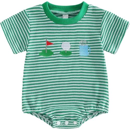 Newborn Baby Boy Girl Romper Funny Letter Embroidery Short Sleeve Round Neck Bodysuit Cute Infant Summer Clothes