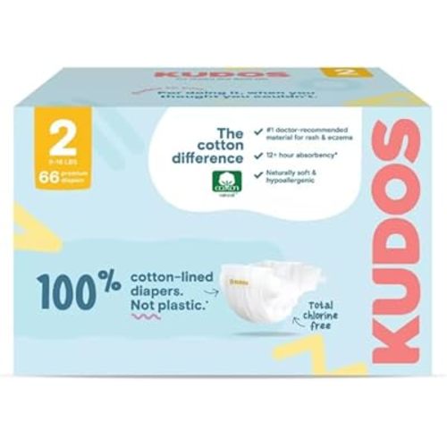 Kudos Chlorine Free Diapers, Cotton-Lined, Size 2, 66 Count