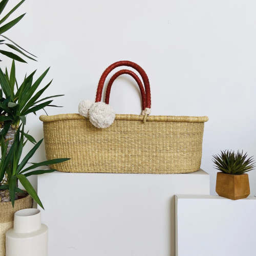 Cognac+Cream Handle No Hood Moses Basket