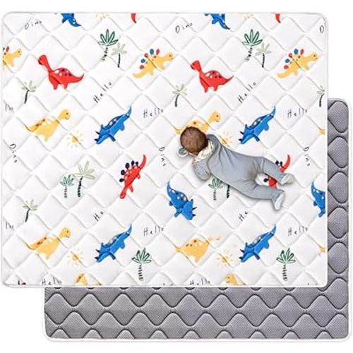 Odorless Premium Foam Baby Play Mat 50" x 50", Soft Microfiber Fabric Crawling Mat for Floor- Comfortable and Hypoallergenic, Non-Slip Cushioned Floor Playpen mat for Infants,Babies,Toddlers