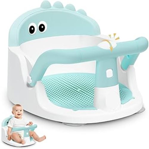 Baby Bath Seat for Babies 6 Months & Up Sitting Up, Non-Slip Baby Bath Chair with Suction Cup, Safe and Comfortable Portable Infant Bath Seat for Bathroom, Bathtub Tub, Easy to Clean (Green)