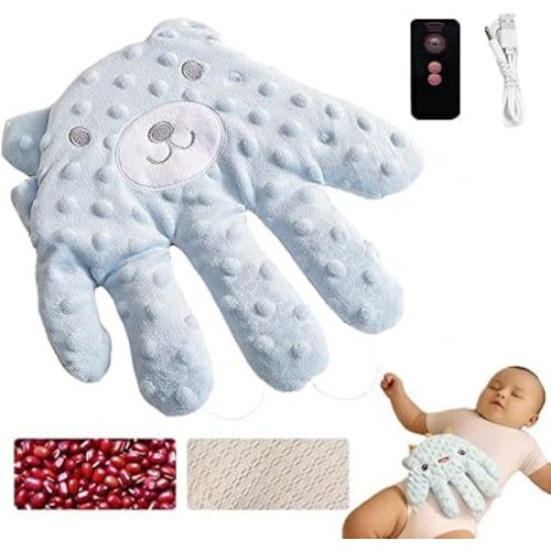 Baby Soothing Palm, Baby Patter for Sleep, Baby Startle Prevention Hand Glove, Electric Baby Hand Sleep Soothers Pillow, Red Bean Filling, Cute for Newborns, Baby Girl, Baby Boy (A)