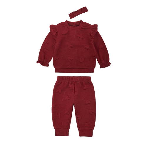 Wonderluxe Baby Girls' Long Sleeve Sweatshirt and Pant, 3-Piece Set, Sizes 0-3M-24M